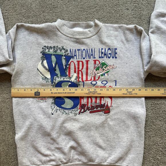 1991 World Series Atlanta Braves Sweater Tultex Vintage Minnesota Twins Large - Picture 4 of 7